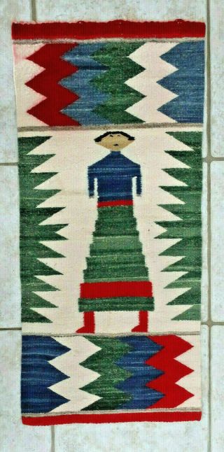 Vintage Hand - Woven Rug Wall Art Hanging Southwestern Navajo Native American Yei