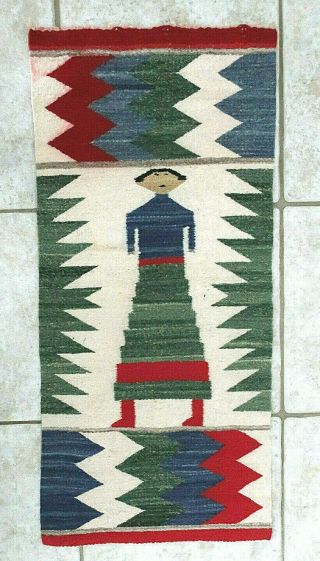 Vintage Hand - Woven Rug Wall Art Hanging Southwestern Navajo Native American YEI 3