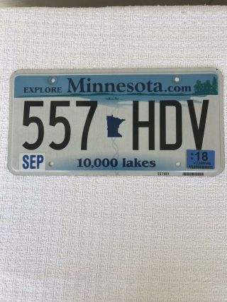 2018 Minnesota License Plate 557 Hdv September Tags 10,  000 Lakes Explore Mn.  Com