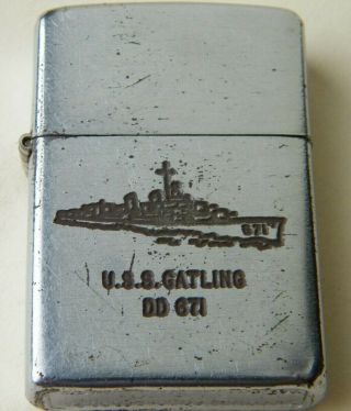 Zippo Patent 2032695 1951 - 53 Uss Gatling Dd 671 Us Navy Destroyer