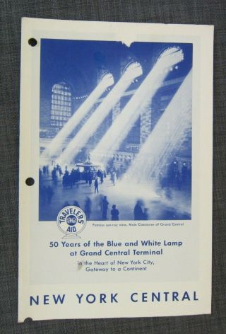 1955 Railroad Menu,  York Central Dining,  Cover 50th Of Blue And White Lamp