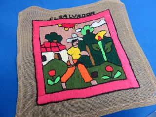 Central America Small Colorful Hand - Crafted Embroidery Art From El Salvador C
