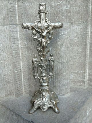 Antique Vintage Ornate Altar Standing Calvary Group Cross Jesus Mary Magdalena
