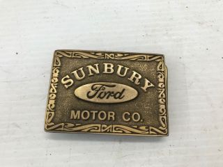 Antique Vintage 60’s 70’s Ford Sunbury Motors Pa Belt Buckle Brass