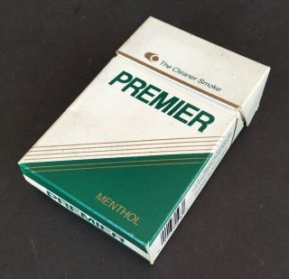 Premier Menthol Cigarette Empty Hard Pack Box 1980’s Rj Reynolds Test Brand