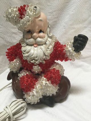 Vintage Ceramic Lighted Santa Claus Atlantic Mold Christmas Decor