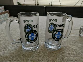 Burlington - Northern/santa Fe 2/12oz.  Gold Rimmed Beer Mugs/glasses