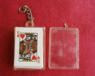 Vintage Playing Cards 54 Miniature Key Pendant Plastic Box Taiwan