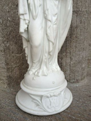 Antique Bisque Porcelain Virgin Mary Madonna Child Jesus Altar Standing Statue 5