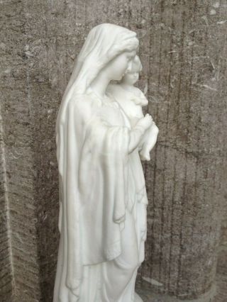 Antique Bisque Porcelain Virgin Mary Madonna Child Jesus Altar Standing Statue 6