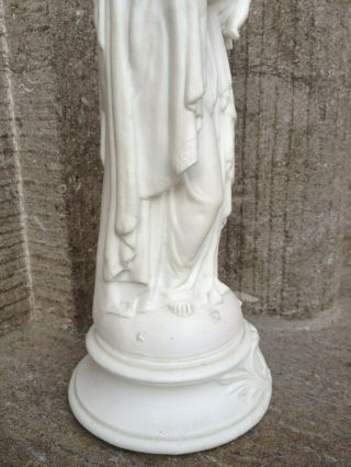 Antique Bisque Porcelain Virgin Mary Madonna Child Jesus Altar Standing Statue 7