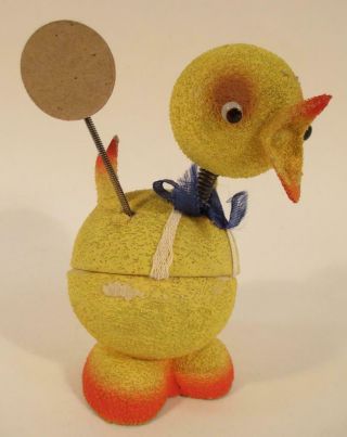 Vintage Easter Chick Candy Container Nodder Germany Bobble Head Paper Mache