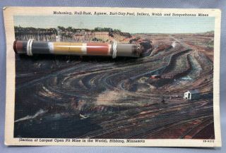 1940s Hibbing Minnesota Iron Ore Mining Glass Vial Postcard Vintage