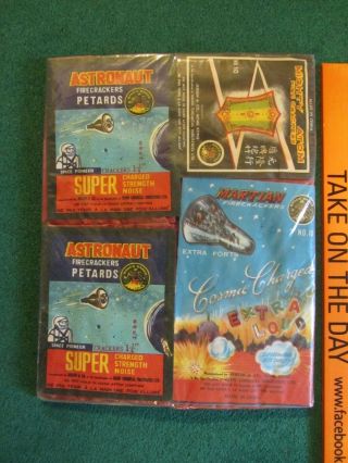 Vintage 1960s Bang Martian Astronaut 4 Firecracker Complete Packs/label