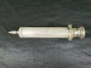 Vintage B - D Yale Medical 30 Cc Large Hypodermic Glass Syringe Metal Needle Adapt