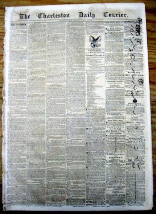 1859 Charleston Courier South Carolina Newspaper Just Before Th Civil War Begins