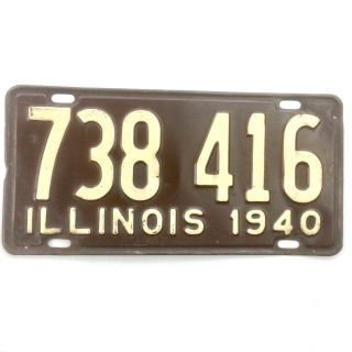 Illinois 1940 Old License Plate Garage Car Tags Vintage Prewar Auto Vtg