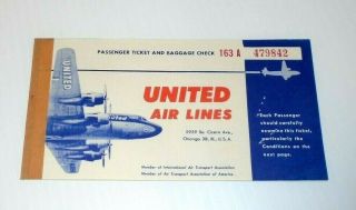 1953 United Airlines Tickets,  Reciept and folder - Great Graphics Airplane Pilot 2