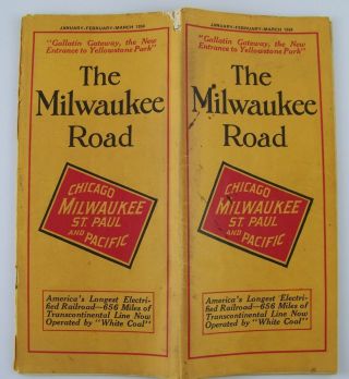 Vintage 1934 Milwaukee Road Railroad Train Timetable
