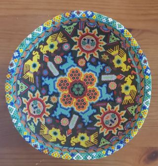 Handmade Huichol Beaded Prayer Bowl (gourd) 8 Inch Diameter