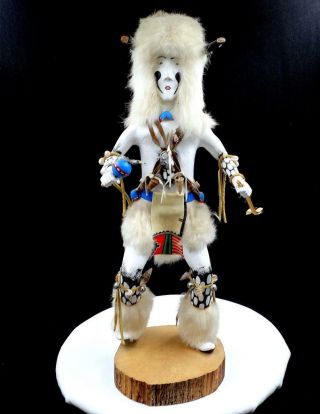 Ray Parkett Signed White Buffalo Warrior Hopi Dancer 19 5/8 " Kachina Doll 1900 