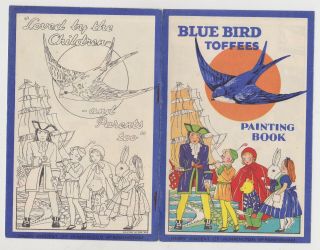 Advertising " Bluebird Toffees " Painting Book.  C1950.  Alice,  Peter Pan,  R.  R.  Hood (m15)