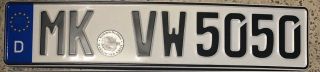 Authentic German License Plate Mk Vw 5050,  Gti Caddy Rabbit Volkswagen