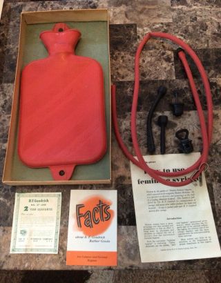 Vintage B.  F Goodrich Fountain Syringe Combo Enema Kit With Tips