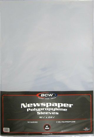 Bcw Newspaper 2 - Mil Polypropylene Sleeves 16 " X 24 " | 50 - Sleeves Per Pack | 1 - Pa