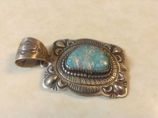 Stunning Antique Finish Pendant Made By Navajo Artist,  Signed