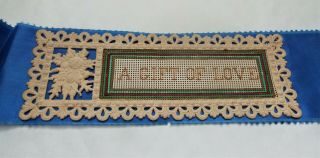 Antique Victorian Bookmark A Gift Of Love Punched Card Cross Stitch Bookmark