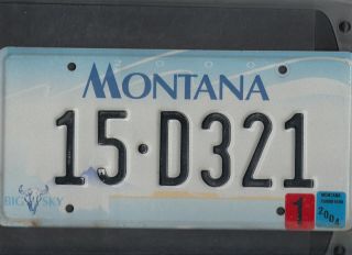 Montana Passenger 2004 License Plate " 15 - D321 " Natural Lake