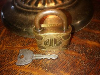 Antique Gulf Oil Company Pump Padlock with Key 6