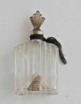 Antique Perfume Bottle By Juliette Inc.  York,  Art Deco Design