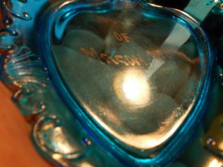 Vintage Souvenir Blue Glass EAPG Pressed Glass Heart Plate – MASON MO c1900s 3