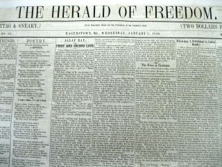 1846 Pre Civil War Newspaper Hagerstown Herald Of Freedom Washington Co Maryland