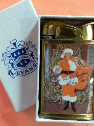 1940’s Evans Lighter – Signed Picture Of Perry Como’s White Christmas – Nr.  Mib