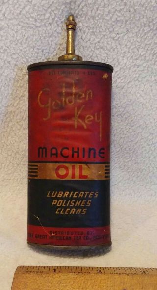 Vintage The Great American Tea Co.  (golden Key Machine Oil Tin) Paper Lable