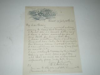 1899 Letter Head /wood & Hotchkiss Hardware/whitehall,  N.  Y.
