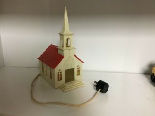 Vintage 1960’s Christmas Lighted Plastic Church By Bush Chicago U.  S.  A
