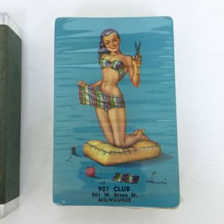 Vintage 901 Club Duratone Pin Up Girl Playing Cards Milwaukee Wisconsin Historic 4