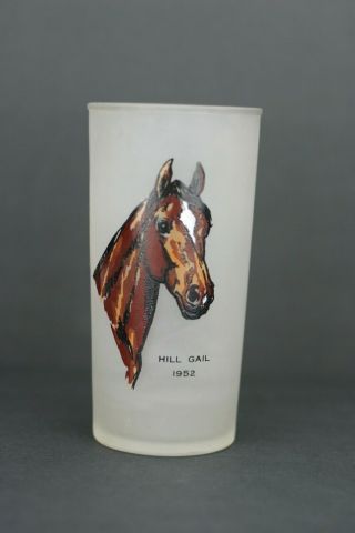 Vintage Kentucky Derby 1952 Winner Hill Gail Hazel Atlas Frosted Drinking Glass