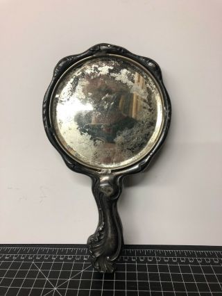 Vintage Silver Plate Mirror Handheld Hope Silver Co.  10”