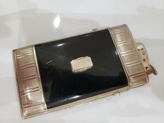 Vintage Black Enamel & Silver Evans Lighter And Cigarette Case