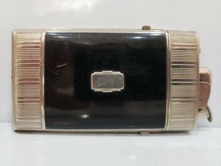 Vintage BLACK ENAMEL & SILVER Evans Lighter and Cigarette Case 3
