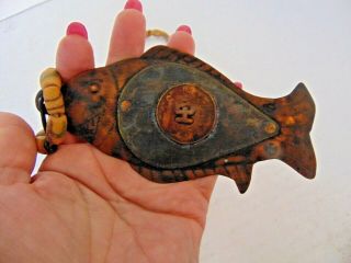 HUDSON BAY FUR TRADE FISH MEDAL WITH TRADE BEAD NECKLACE 4
