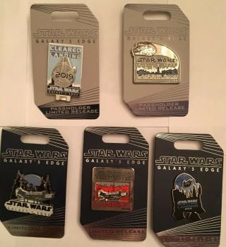 All 5 Star Wars Galaxys Edge Opening Day Limited Release & Annual Passholder Pin