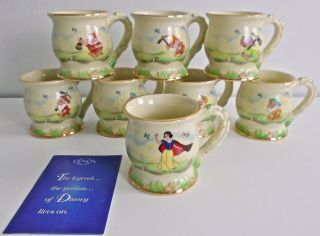 Complete Set Of 8 Lenox Disney Snow White & Seven Dwarfs Mugs Cups - Orig.  Pkg.