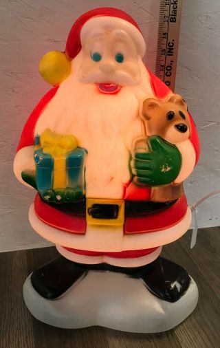 18 " Small Santa Claus Blow Mold Lighted Christmas Yard Decor Vintage General Foam