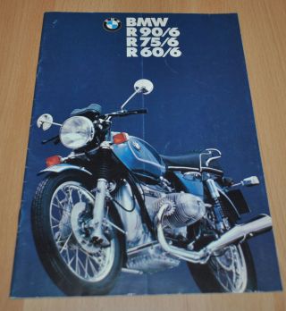 Bmw R90/6 R75/6 R60/6 Motorcycle 1973 German Edition Brochure Prospekt